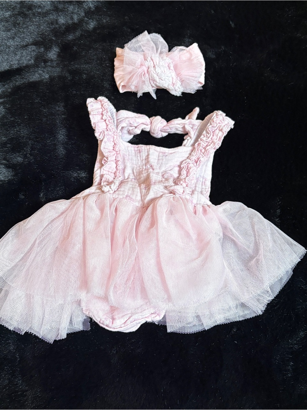 Baby Girls Pink Tulle Dress with Matching Headband 0-6 months